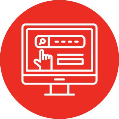 Arama çubuğunda web sayfası ve parmak gösterimi, basit web simgesi illüstrasyonu 