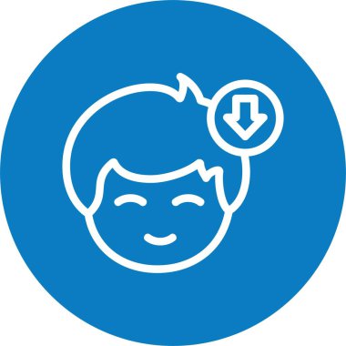 Man avatar ve Down Arrow simgesi, basit web illüstrasyonu 