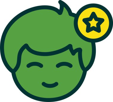 insan başı avatar ve yıldız simgesi 