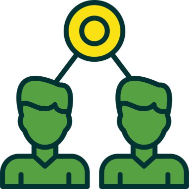 Benzer izleyiciler. İki erkek avatarla bağlantı kuruldu. Basit web simgesi illüstrasyonu 