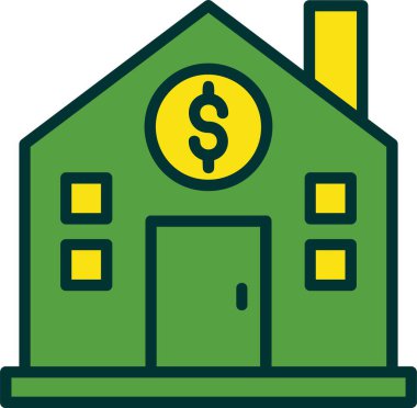 Dolar işareti olan bir emlak evi. banka illüstrasyonu 