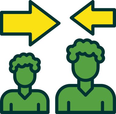 İki erkek avatar ve ok. Basit web simgesi illüstrasyonu 