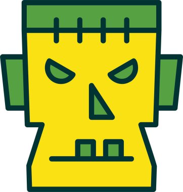 Frankenstein Cadılar Bayramı canavar ikon vektör çizimi
