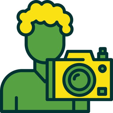Kameraman ve fotoğraf makinesi ikonu. Uygulama için basit logo  