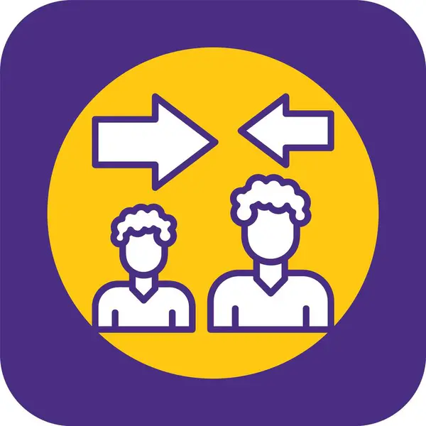 İki erkek avatar ve ok. Basit web simgesi illüstrasyonu 