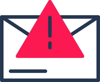 Basit bir ikon. Uyarı Üçgeni ile zarfın web resimlemesi