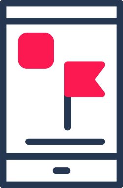 Basit bir ikon. Bayrak ile ekranın web illüstrasyonu 