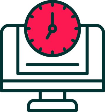 İzleme, saat simgesi. Web illüstrasyonu 