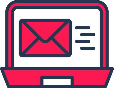 e-postalı bir laptop. Mektup zarfı. Basit web simgesi illüstrasyonu 