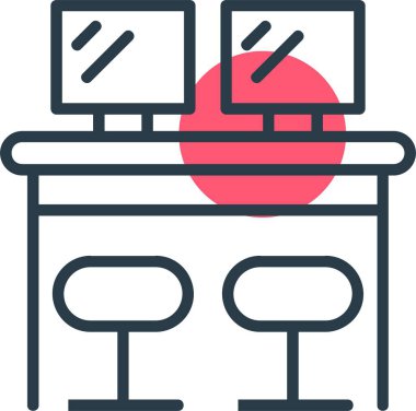 Basit bir web illüstrasyonu. Ortak çalışma alanı. dizüstü bilgisayarlı masa 