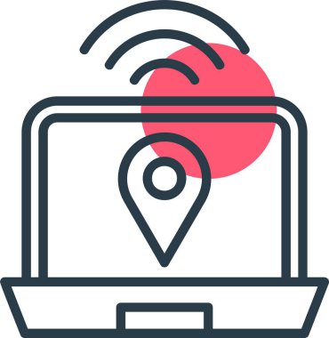 konum haritası resimleme, kablosuz ağ ve GPS ile dizüstü bilgisayar ekranı