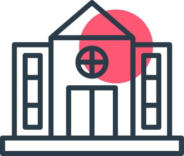 okul binası ikon vektör illüstrasyonu