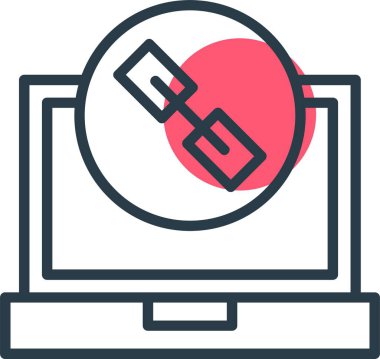 Bağlantı bilgisayarı. Web simgesi basit illüstrasyon
