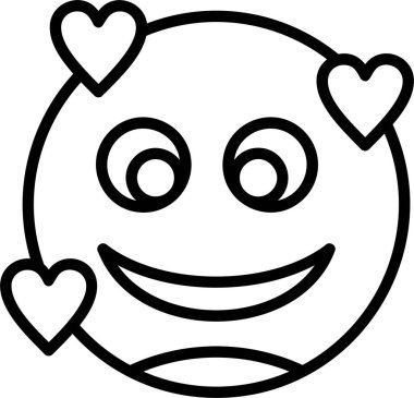 Beyaz arkaplanda izole edilmiş Kalpli Gülen Yüz vektör çizimi
