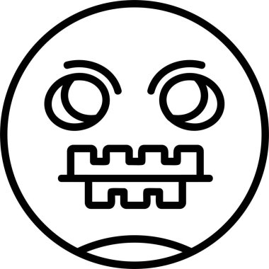 Fermuar Ağızlı Yüz vektör çizimi beyaz arkaplanda izole edildi