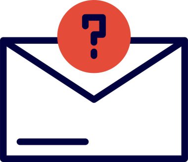 Üzerinde soru işareti olan zarf. Web basit simgesi illüstrasyonu