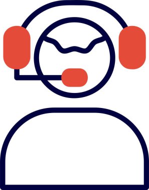 Müşteri hizmetleri ajanı simgesi, vektör basit illüstrasyon