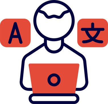 Serbest Tercüman. Web basit simgesi illüstrasyonu