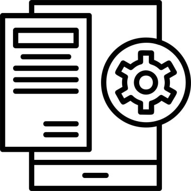 Ana hatlar biçiminde web tasarım geliştirme simgesi, vektör illüstrasyonu