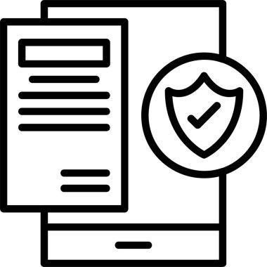 Güvenlik kalkanı koruma simgesi ana hat biçimi, vektör illüstrasyonu