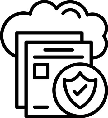 Güvenlik kalkanı koruma simgesi ana hat biçimi, vektör illüstrasyonu