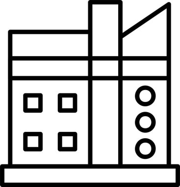 Fabrika binası simgesi, vektör basit illüstrasyon