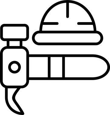 Hard Hat ve Hammer simgesi, vektör basit illüstrasyon