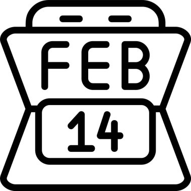 14 Şubat tarihli takvim. Web simgesi basit illüstrasyon