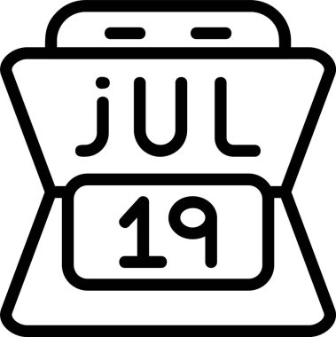 19 Temmuz tarihi. Web simgesi basit illüstrasyon