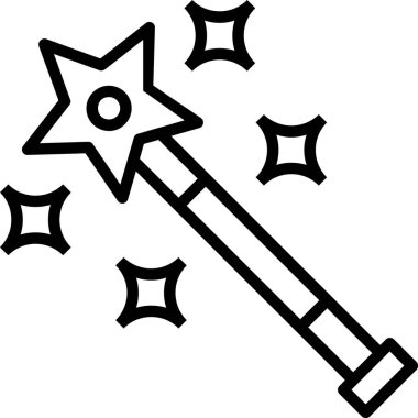 Sihirli değnek simgesi, vektör basit illüstrasyon