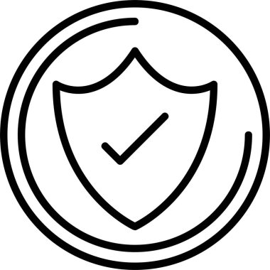 Güvenlik kalkanı koruma simgesi ana hat biçimi, vektör illüstrasyonu