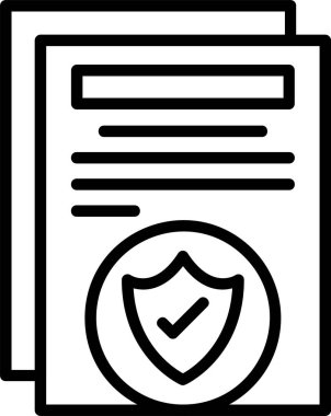 Güvenlik kalkanı koruma simgesi ana hat biçimi, vektör illüstrasyonu