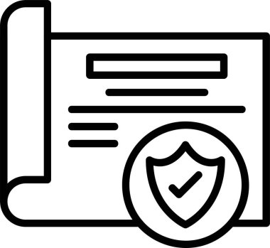 Güvenlik kalkanı koruma simgesi ana hat biçimi, vektör illüstrasyonu