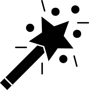 Beyaz arkaplanda sihirli değnek simgesi, vektör illüstrasyonu