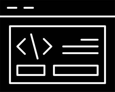 Beyaz arkaplan üzerindeki Web Programlama simgesi, vektör illüstrasyonu