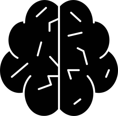 Beyaz arkaplanda beyin simgesi, vektör illüstrasyonu