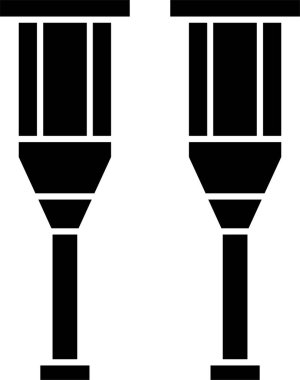 Beyaz arkaplanda koltuk değnekleri simgesi, vektör illüstrasyonu
