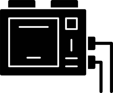 Beyaz arkaplanda defibrilatör simgesi, vektör illüstrasyonu