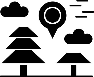 Beyaz arkaplanda orman simgesi, vektör illüstrasyonu