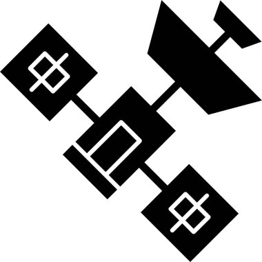 Beyaz arkaplanda uydu simgesi, vektör illüstrasyonu