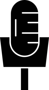 Beyaz arkaplanda mikrofon simgesi, vektör illüstrasyonu
