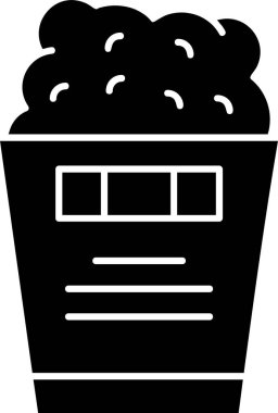 Beyaz arkaplanda patlamış mısır simgesi, vektör illüstrasyonu