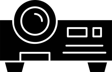 Beyaz arkaplanda projektör simgesi, vektör illüstrasyonu