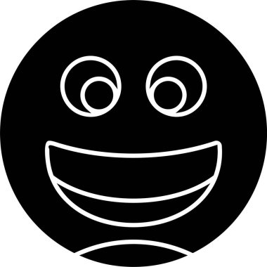 Beyaz arkaplanda Büyük Gözler simgesi olan Sırıtan Yüz, vektör illüstrasyonu