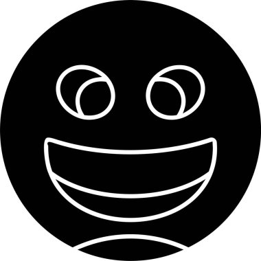 Beyaz arkaplan, vektör illüstrasyonunda Sırıtan Şaşı Yüz simgesi