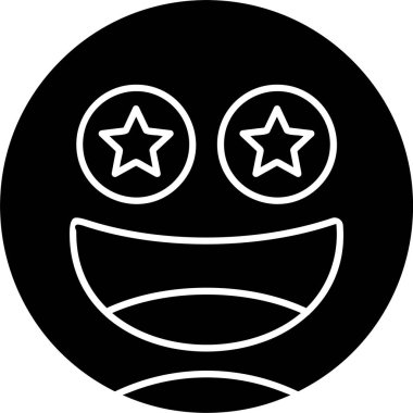 Beyaz arkaplanda Yıldız Vuruşu yüz simgesi, vektör illüstrasyonu