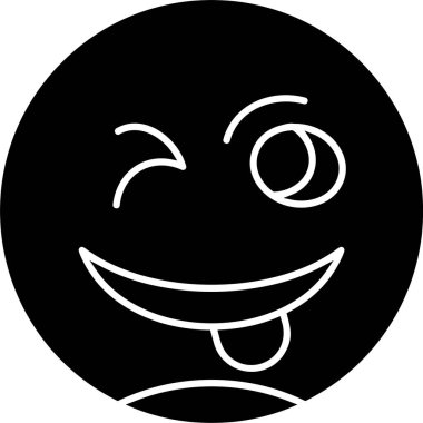 Beyaz arkaplanda Dil simgesi olan Göz Kırpan Yüz, vektör illüstrasyonu