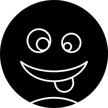 Beyaz arkaplanda Zany Face simgesi, vektör illüstrasyonu