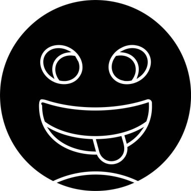 Beyaz arkaplanda Dil simgesi olan şaşı yüz, vektör illüstrasyonuName