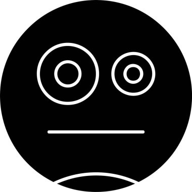 Beyaz arkaplanda Tarafsız Yüz simgesi, vektör illüstrasyonu